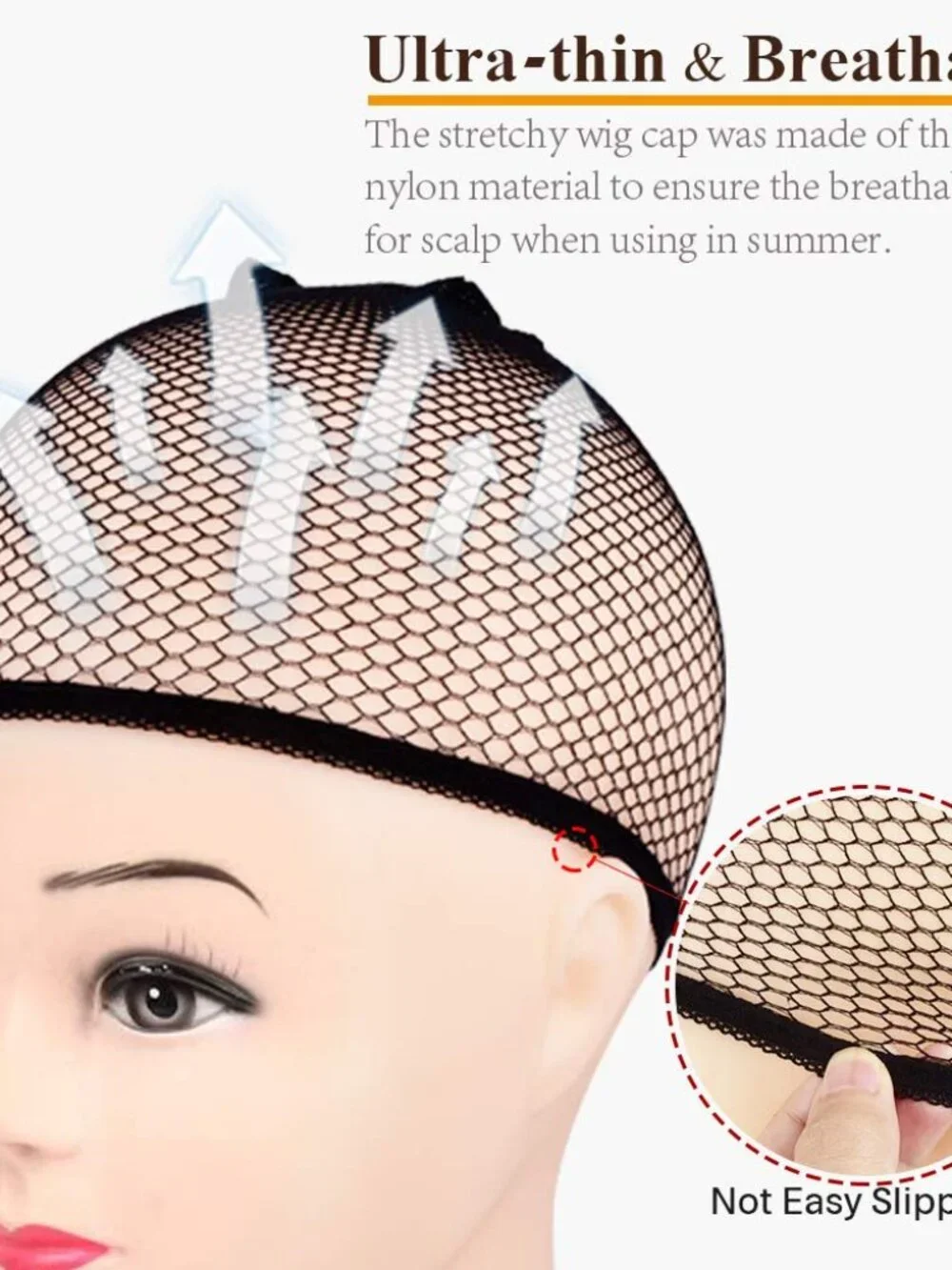 MORGLES 6PCS Wig Cap Non Slip, Black Mesh Net Wig Caps for Women Men, Weaving Ha